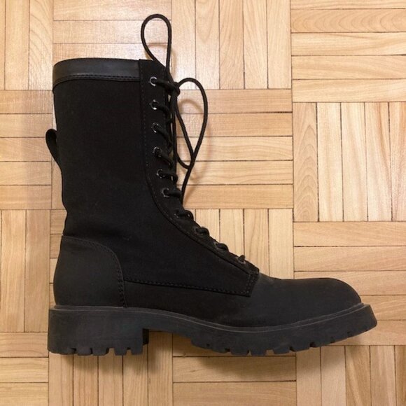 Zara Black Lace Up Combat Boots - Picture 3 of 5